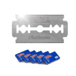 Hojas de afeitar TATRA Platinum. Acero inoxidable y platino de doble filo. Paquete con 5 cuchillas. Hecho en Europa. Hoja