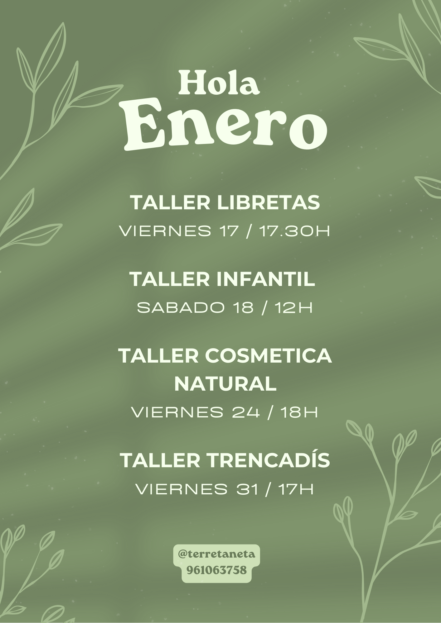 CALENDARIO TALLERES ENERO